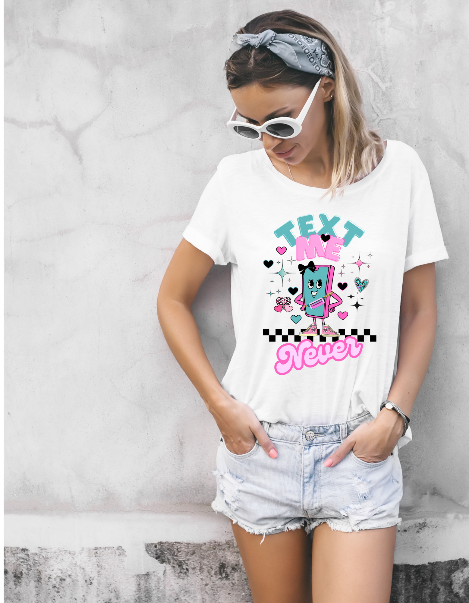 📱 “Text Me Never” Graphic Tee