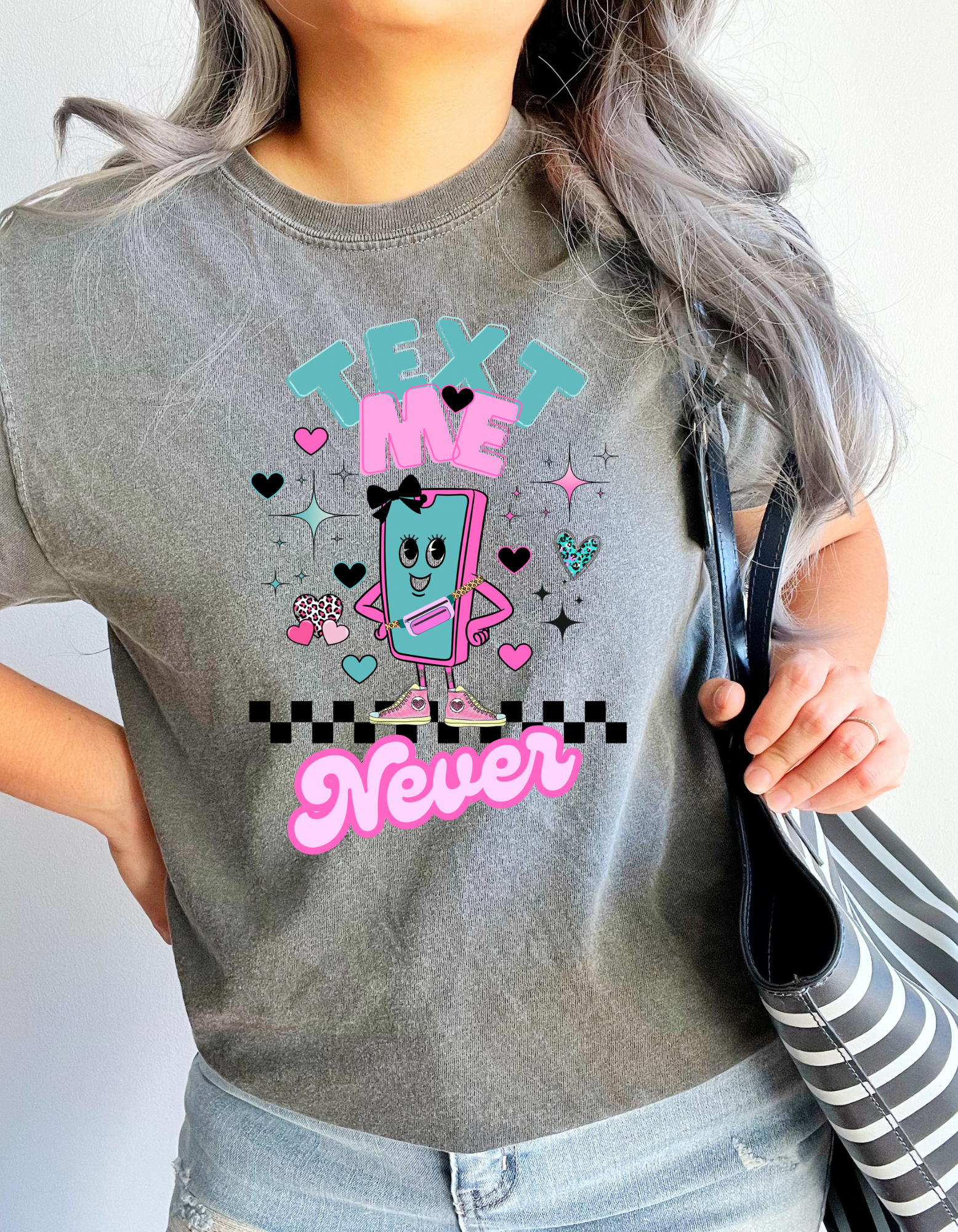 📱 “Text Me Never” Graphic Tee